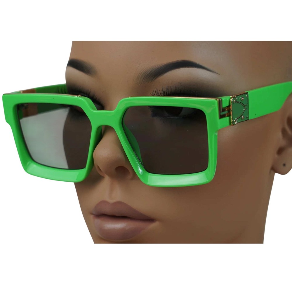 Green Sunglasses Fashion Designer Square Luxury Beach Verde Lentes Gafas Nuevo